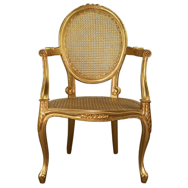 LOUIS XV Golden Rattan Chair - Image 2